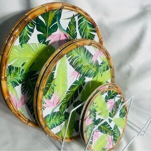 Tommy Bahama Tropical Bamboo Melamine 6 Dish Set Luau Picnic Beach Boat Vacay